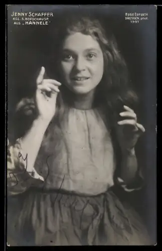 Foto-AK Hugo Erfurth: Schauspielerin Jenny Schaffer als Hannele, Kostümfoto