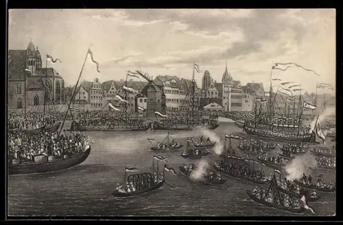 AK Ganzsache PP27 C173 /02: Frankfurt a. M., IV. Wettstreit Deutscher Männergesangvereine 1913, Ankunft der Sänger 1838