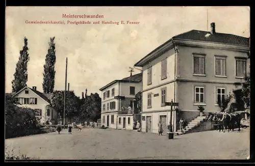 AK Meisterschwanden, Handlung E. Fenner, Gemeinderatskanzlei, Postgebäude