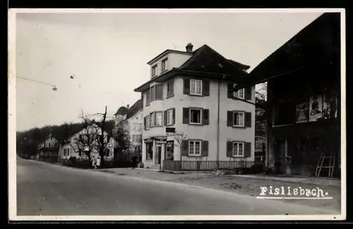 AK Fislisbach, Strassenpartie mit Konsum-A. G. Denner