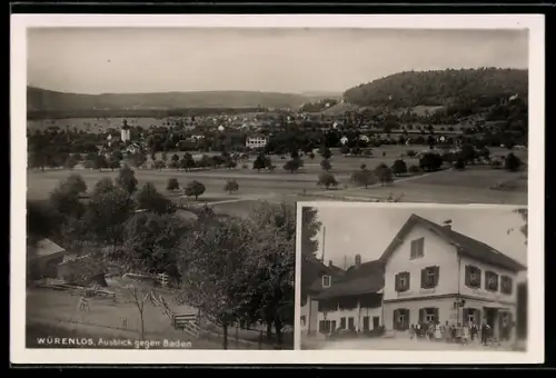 AK Würenlos, Restaurant zum Alpenrösli, Ortsansicht gegen Baden