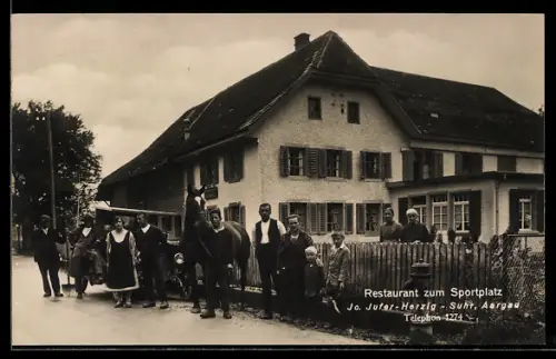 AK Suhr /Aargau, Restaurant zum Sportplatz, Bes. Jo. Jufer-Herzig