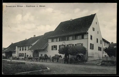 AK Bözen, Gasthaus zum Bären mit Kutsche