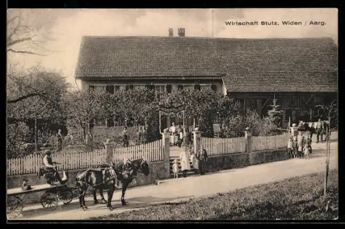 AK Widen /Aarg., Gasthaus Stutz mit Garten