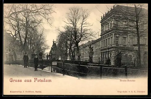 AK Potsdam, Breite-Brücke, Stadtkanal, Breite Strasse Ecke Dortusstrasse