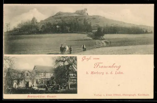 AK Ebsdorfergrund, Blick und Partie am Gasthaus Heuser auf dem Frauenberg