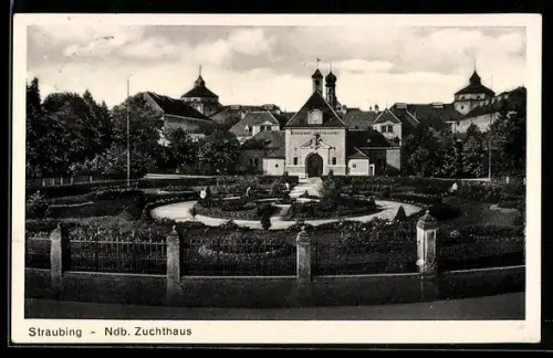 AK Straubing, Ndb. Zuchthaus mit Grünanlage