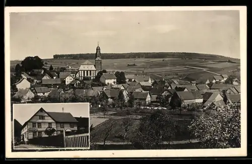 AK Unterreichenbach, Gasthaus zum Isenburger Hof, Blick zur Kirche
