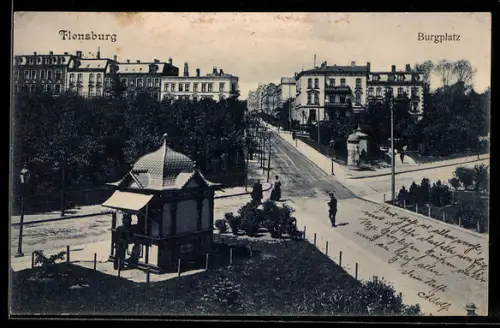 AK Flensburg, Strassenpartie am Burgplatz