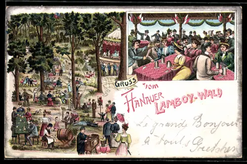 Lithographie Hanau, Restauration Lamboy-Wald, Mann mit Leierkasten