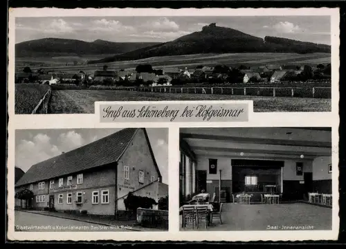 AK Schöneberg, Gasthof und Kolonialwaren Wilh. Reitz, Ortsansicht