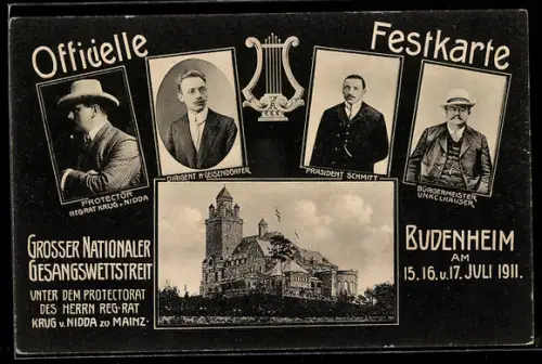 AK Budenheim, Grosser Nationaler Gesangswettstreit 1911, Bürgermeister Unkclhäuser, Präsident Schmitt