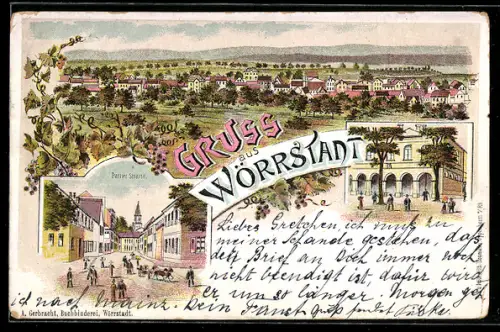 Lithographie Wörrstadt, Pariser Strasse, Amtsgericht