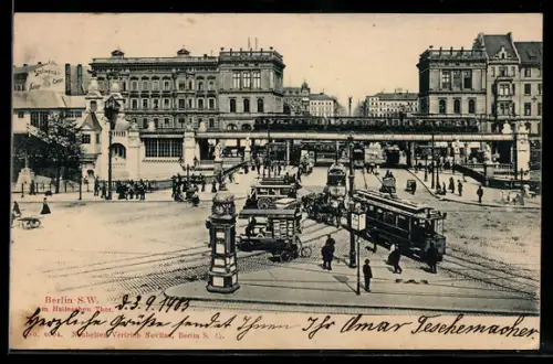AK Berlin-Kreuzberg, Partie am Halleschen Tor, Strassenbahn