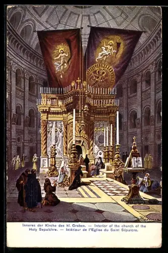 Künstler-AK Friedrich Perlberg: Inneres der Kirche des heiligen Grabes