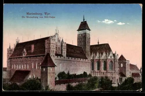 AK Marienburg / Malbork, Die Marienburg von Süd-Osten