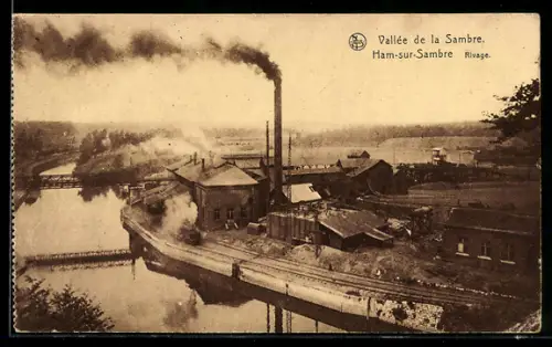 AK Ham-sur-Sambre, Rivage, Fabrik