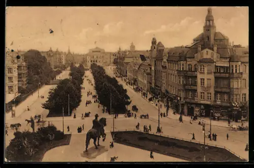 AK Stettin, Königsplatz mit Stadttheater