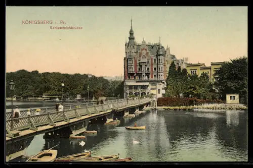 AK Königsberg, Blick auf die Schlossteichbrücke