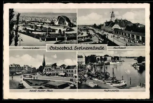 AK Swinemünde, Ostseebad, Kurhaus, Konzertplatz, Platz