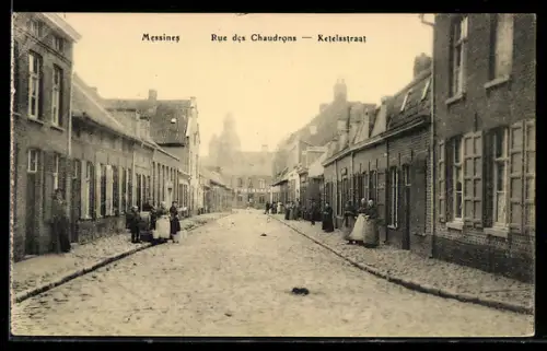 AK Messines, Flusspartie in der Rue des Chaudrons / Ketelsstraat