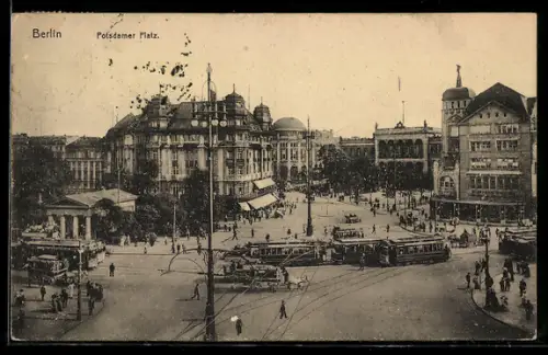 AK Berlin-Tiergarten, Strassenbahn auf dem Potsdamer Platz
