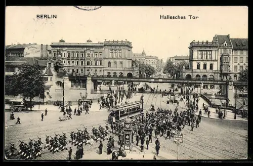 AK Berlin-Kreuzberg, Hallesches Tor, Strassenbahn
