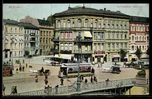 AK Berlin-Tiergarten, Strassenbahn auf der Potsdamer Brücke
