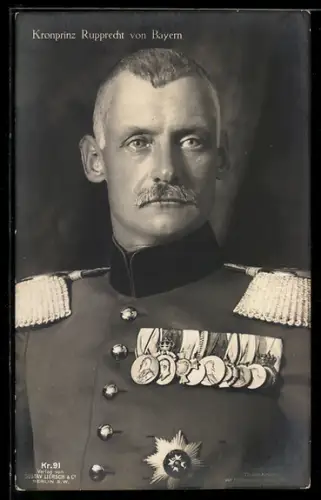 AK Kronprinz Rupprecht von Bayern in Uniform mit Epauletten
