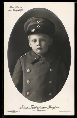 AK Porträt Prinz Friedrich Georg von Preussen in feldgrauer Uniform