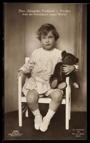 AK Sohn von Prinz August Wilhelm von Preussen mit Teddy