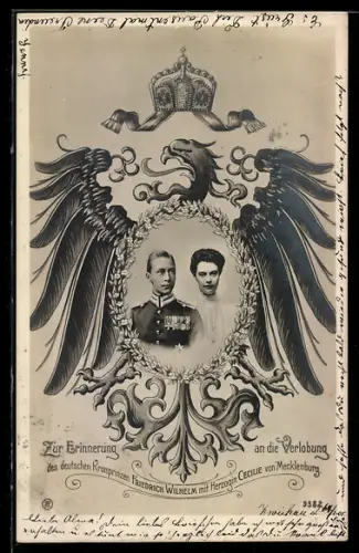 AK Kronprinz Wilhelm von Preussen nebst Gattin Herzogin Cecilie