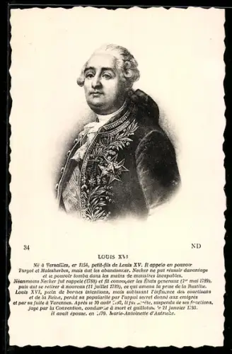 AK Porträt Louis XVI von Frankreich