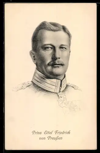 AK Porträtzeichnung Prinz Eitel Friedrich von Preussen in Uniform