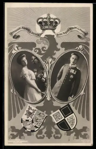 AK Prinz August Wilhelm von Preussen und Prinzessin Alexandra Victoria