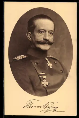 Künstler-AK Portrait Heerführer Freiherr von Bissing mit Orden an der Brust