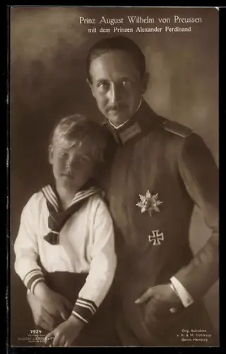 AK Prinz August Wilhelm von Preussen und sein Sohn Prinz Alexander Ferdinand