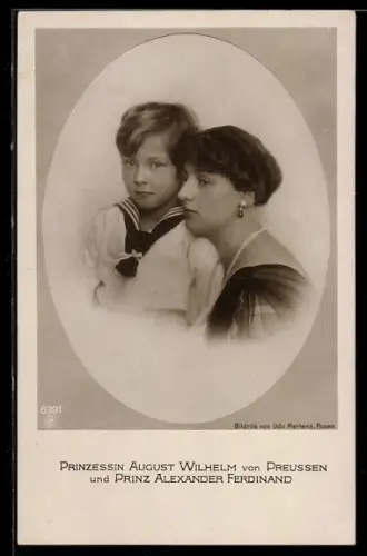 AK Portrait Prinzessin August Wilhelm mit Prinz Alexander Ferdinand