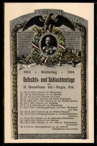 AK Gefechts und Schlachtentage des II. Bataillons Inf.-Regt. 334
