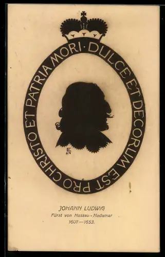 AK Schattenprofil des Fürsten Johann Ludwig von Nassau-Hadamar