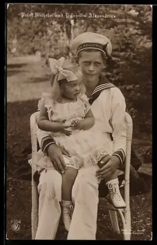 AK Prinz Wilhelm und Prinzessin Alexandrine im Garten
