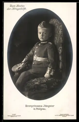 AK Prinz Friedrich Georg in Feldgrau, jüngster Sohn des Kronprinzen