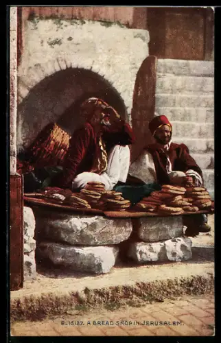 AK Jerusalem, A Bread Shop, arabischer Handwerker-Bäcker