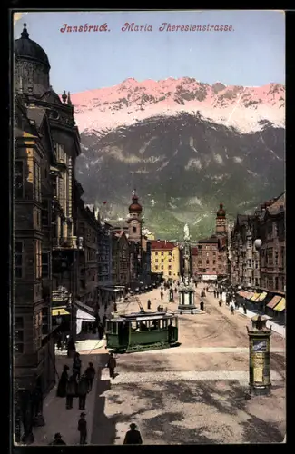 AK Innsbruck, Maria Theresienstrasse und Strassenbahn