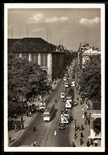 AK Berlin, Leipziger Strasse, Strassenbahn, Kaufhaus, Strassenansicht