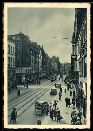 AK Saarbrücken, Strasse mit Strassenbahn
