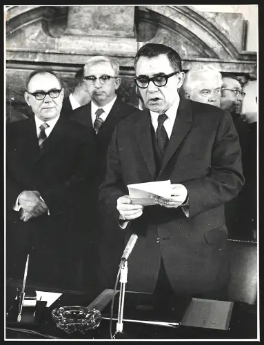 Fotografie Aussenminister d. UdSSR Andrei Gromyko 1972 bei einer Rede, Grossformat 25 x 19cm