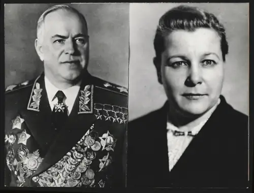 Fotografie Sowjetischer Verteidigungsminister und Kriegsheld Marschall Georgi Schukow und Jekaterina Furzewa