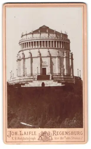 Fotografie Joh. Laifle, Regensburg, Von der Tann-Strasse 2, Ansicht Kelheim, Die Befreiungshalle, Trockenstempel 1893