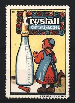 Künstler-Reklamemarke Michaelis, Crystall Gummi-Sauger, Flasche und Kind